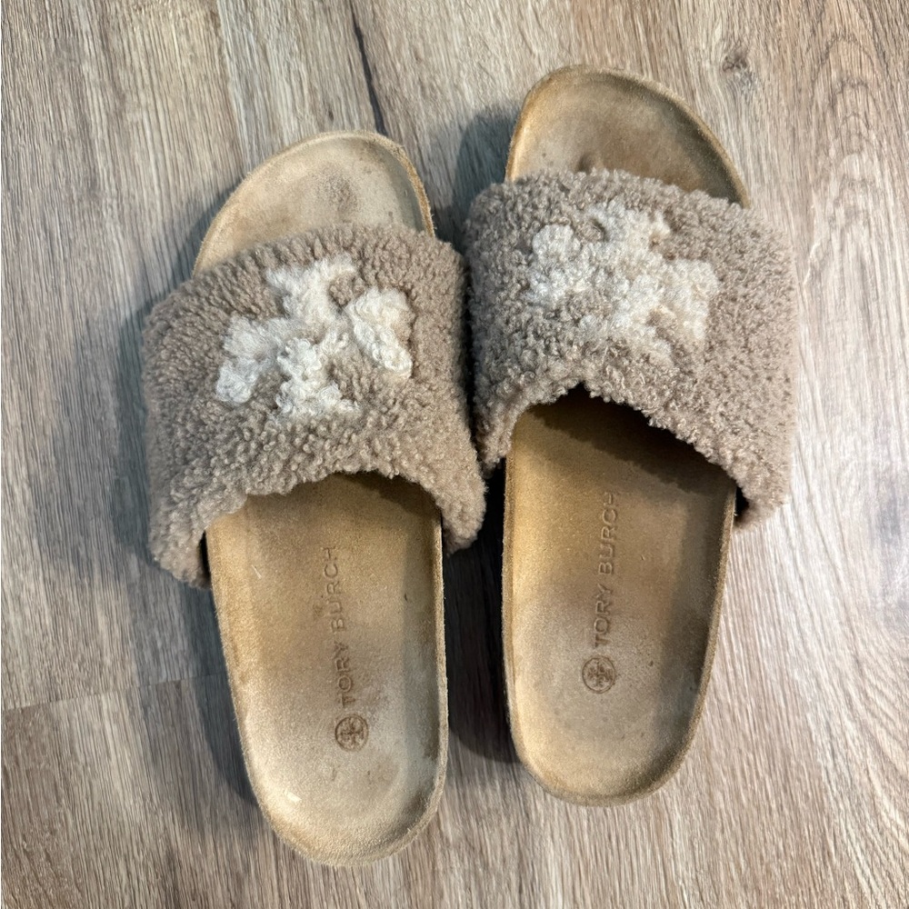 Tory Burch Tan Cozy Slippers